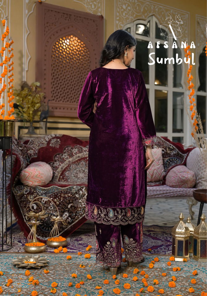 Sumbul By Afsana Embroidery Velvet Salwar Kameez Wholesale Shop In Surat